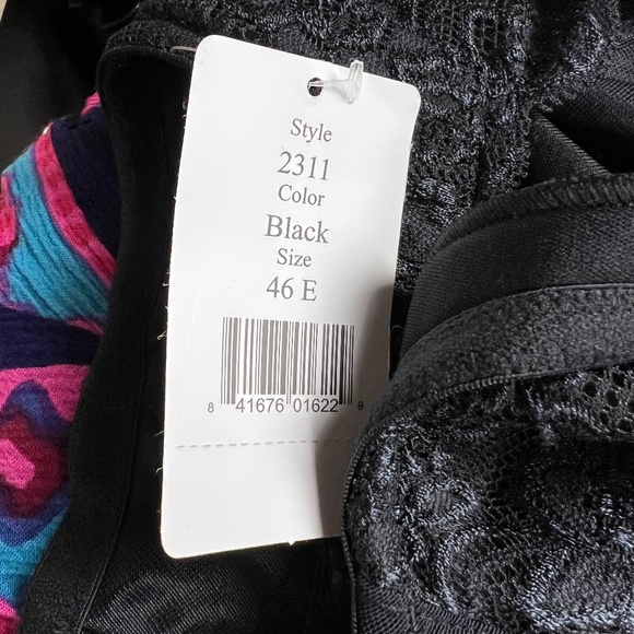 Elila Bra Size 46E Black 2311 Coverage Stretch Lace Underwire NWT - Picture 4 of 4